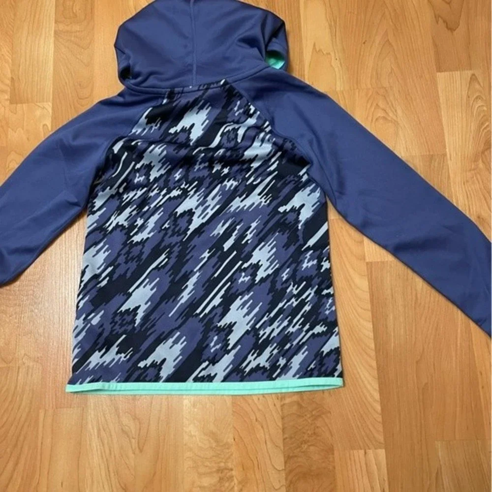 Nike Youth Therma Fit Hoodie Fleece Lined Blue Camouflage Hoody Girls Small